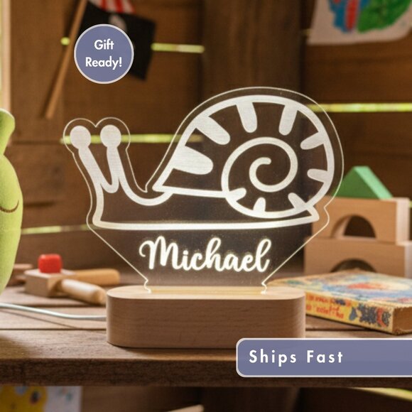 Snail Custom Name Light • Personalized LED Cloud Decor • Baby Gift - Picture 1 of 8